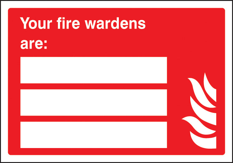 Your fire wardens are (space for 3 people)