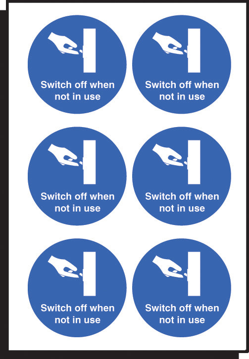 Switch off when not in use 65mm dia - sheet of 6