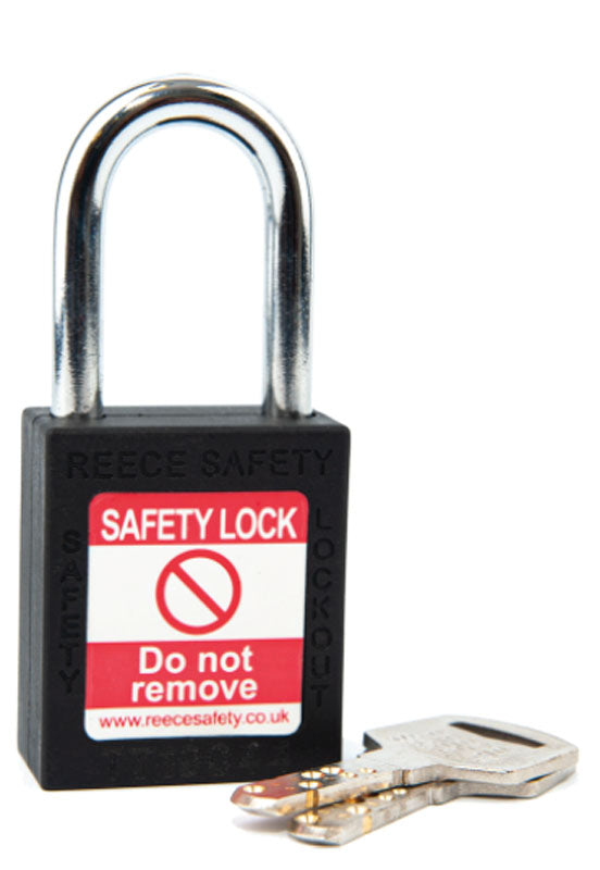 Safety Lockout Padlock, Keyed Different, Black