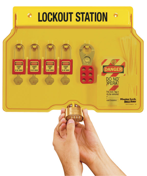 Lockout Station, 4 Lock Capacity, Includes Contents
