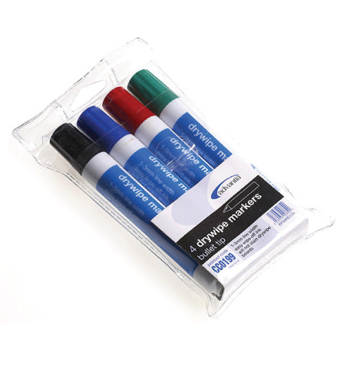 Dry wipe markers (Pack of 4 colours)