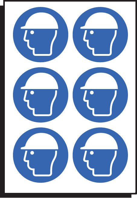 Safety helmet symbol 50mm dia - sheet of 6