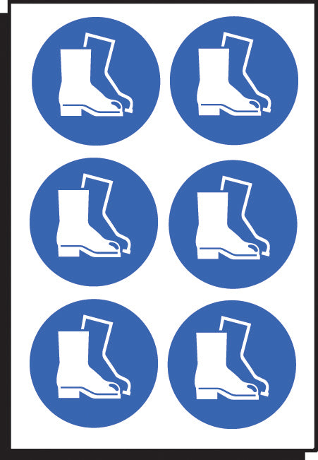 Safety boots symbol 100mm dia - sheet of 6