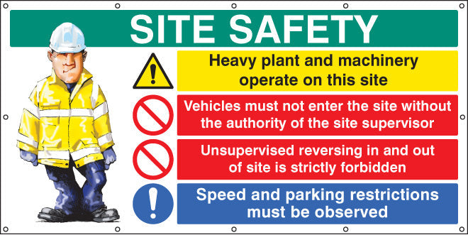 Site Safety banner  (as 6415) c/w eyelets