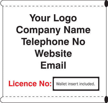 Scaffold Company Banner with wallet for license no insert (c/w loops)