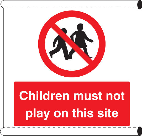 Scaffold Banner - Children must not play on this site (c/w loops)