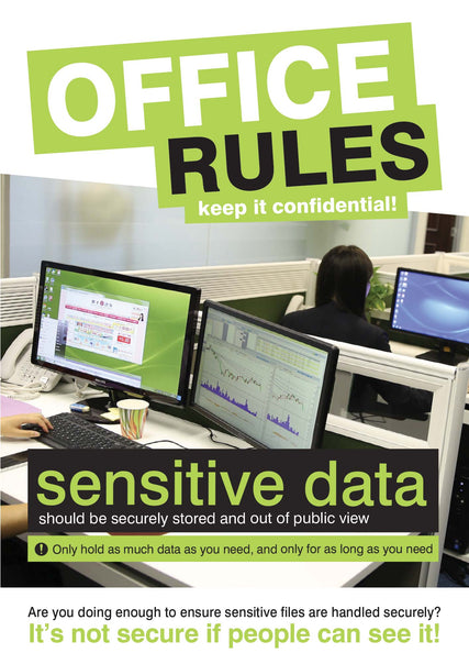 Data security poster - Office rules - 420x594mm synthetic paper