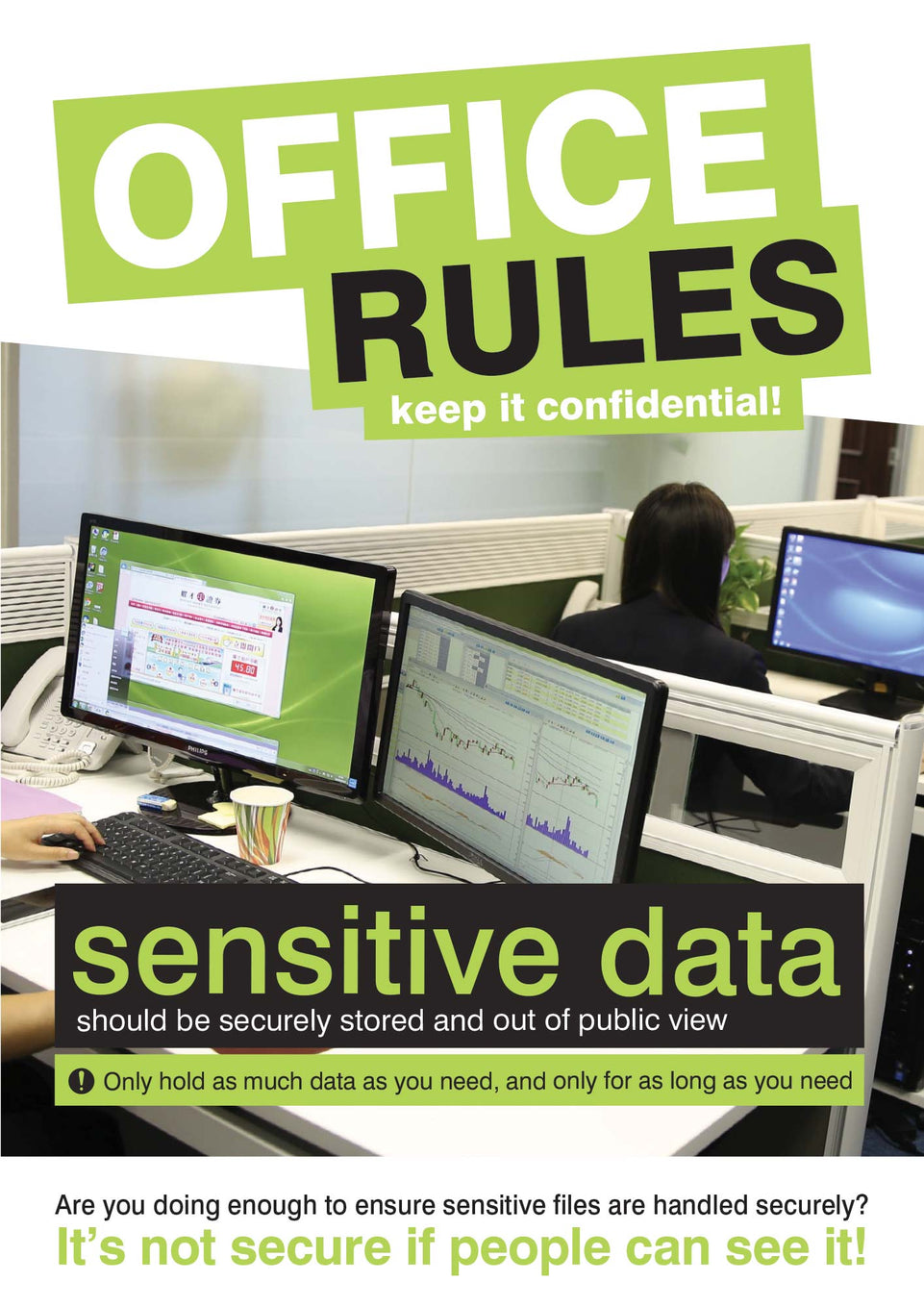 Data security poster - Office rules - 420x594mm synthetic paper