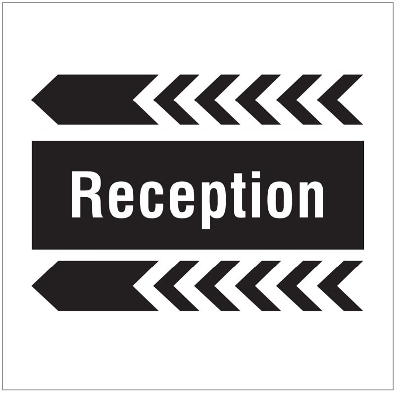 Reception, arrow left site saver sign 400x400mm