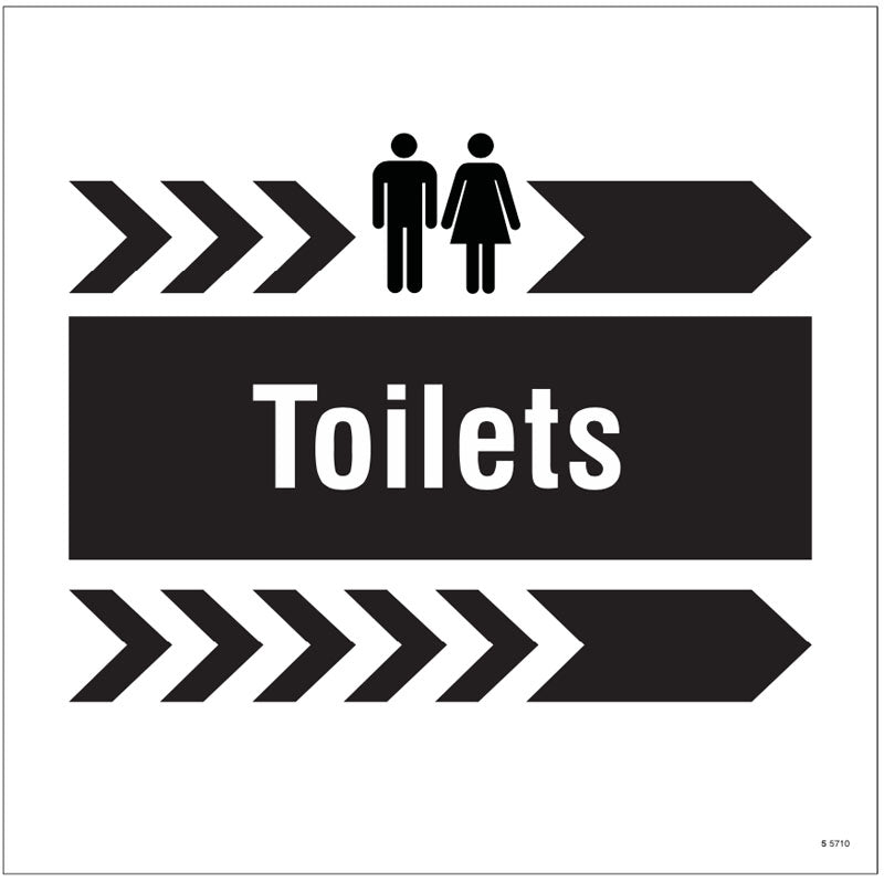 Toilets, arrow right site saver sign 400x400mm