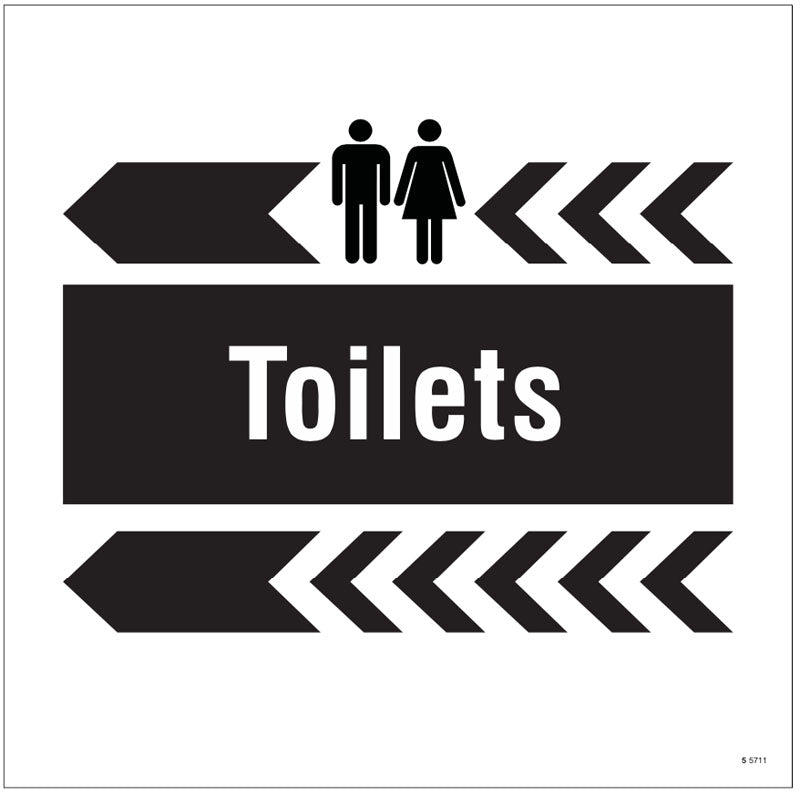 Toilets, arrow left site saver sign 400x400mm