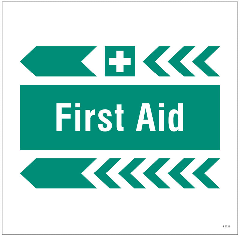 First aid, arrow left site saver sign 400x400mm