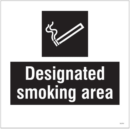 Designated smoking area, site saver sign 400x400mm