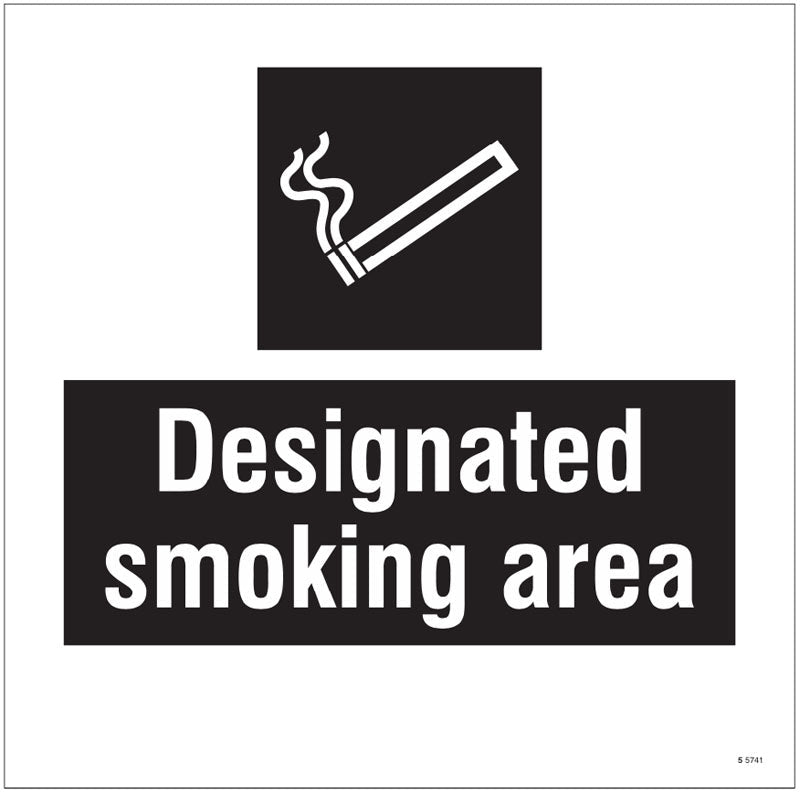 Designated smoking area, site saver sign 400x400mm