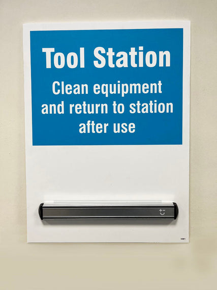 Tool Station Shadow Board with 360mm magnetic aluminium rail, 450x600mm 10mm foam pvc