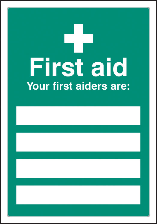 First aiders are (space for 4) adapt-a-sign 215x310mm