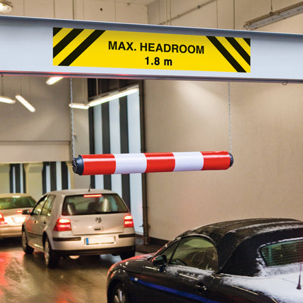 Height Restrictor - Plastic with Suspension Chains - 100mm dia. x 1M - Red/White Reflective