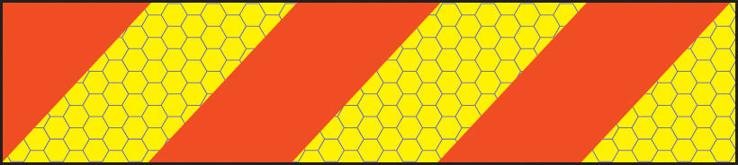 ECE70 Vehicle marking plate 600x140mm left hand chevron