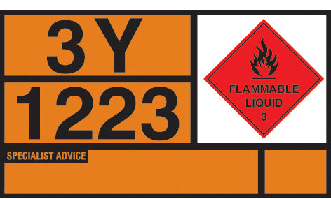 Hazchem placard - kerosene self adhesive