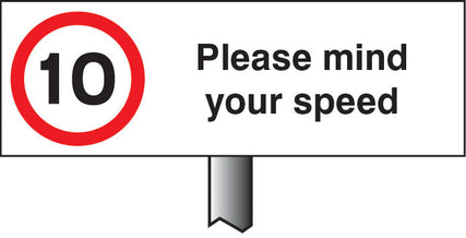 Verge sign - 10mph Please mind your speed 450x150mm (post 800mm)