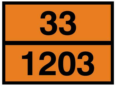 Hazchem ADR plate - petrol - embossed stainless steel 400x300mm