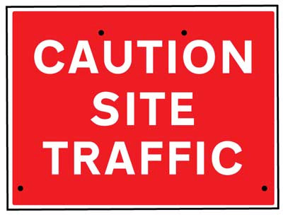 Caution site traffic, 600x450mm Re-Flex Sign (3mm reflective polypropylene)