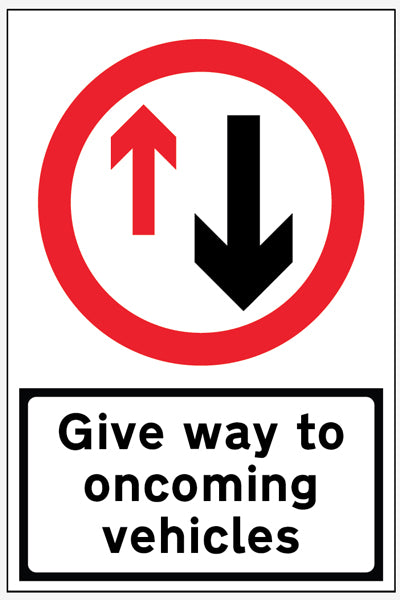 Give Way to Oncoming Traffic reflective fold up sign 900x600mm