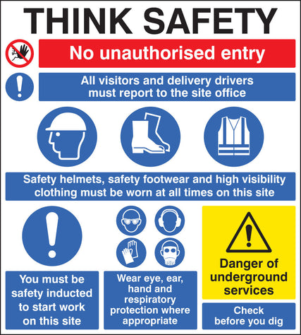 Site safety board 900x1000mm 5mm pvc