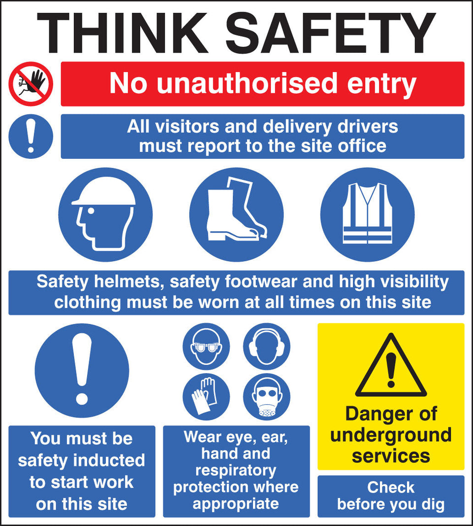 Site safety board 900x1000mm 5mm pvc