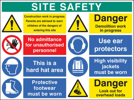 Site safety board 900x1200mm 5mm pvc