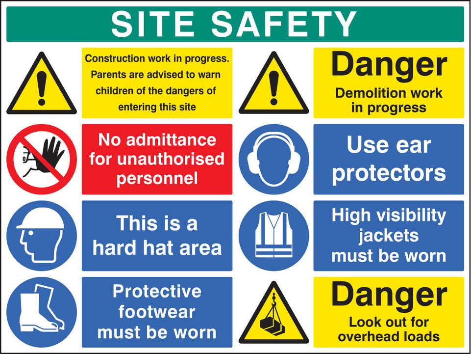 Site safety board 900x1200mm 5mm pvc