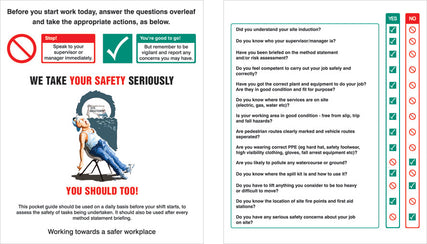 Pocket Guide Site safety induction (Pack of 10) 75x90mm