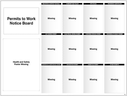 Site Notice Board with doc wallets (Permits to Work) 1430x1075 5mm pvc