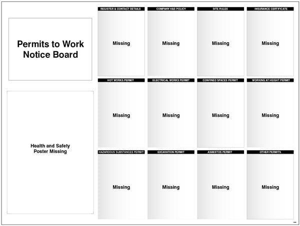Site Notice Board with doc wallets (Permits to Work) 1430x1075 5mm pvc
