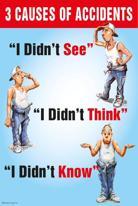 3 causes of accidents poster 510x760mm synthetic paper