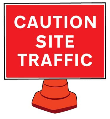Caution site traffic reflective cone sign 600x450mm (cone not included)