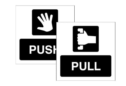 Push / Pull Double sided self adhesive window sticker 150x150mm