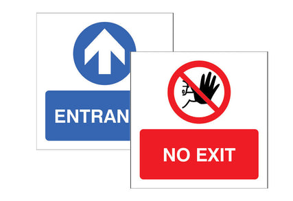 Entrance / No exit Double sided self adhesive window sticker 150x150mm