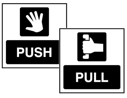 Pull / Push Double sided self adhesive window sticker 150x150mm