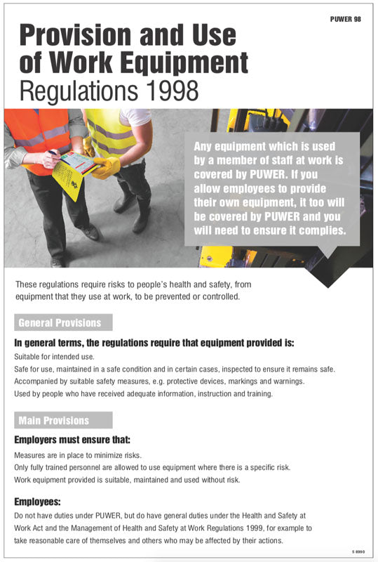 PUWER guidance poster