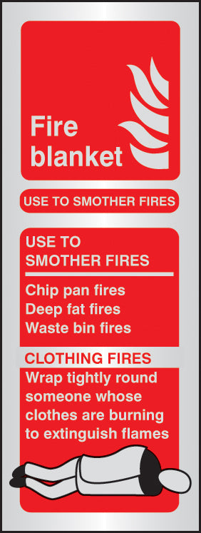 Fire blanket identification aluminium 75x200mm