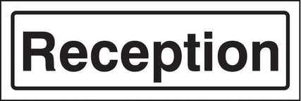 Reception visual impact sign 5mm acrylic sign 450x150mm c/w stand off locators