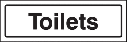 Toilets visual impact sign 5mm acrylic sign 450x150mm c/w stand off locators