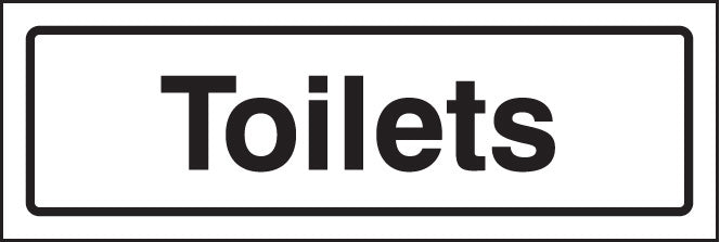 Toilets visual impact sign 5mm acrylic sign 450x150mm c/w stand off locators