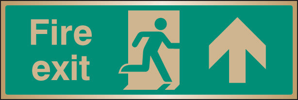 Fire exit arrow ahead brass 300x100mm