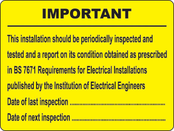 Periodic inspection labels roll of 100, 100x75mm