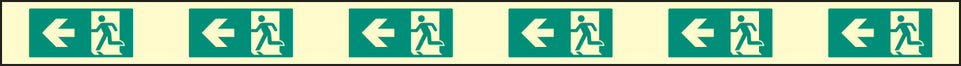 Fire exit left marking strips 900x80mm photoluminescent
