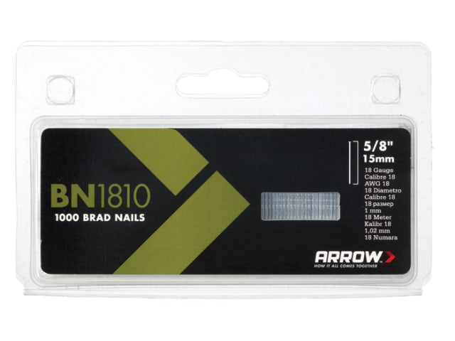 BN1810 Brad Nails 15mm Pack 1000