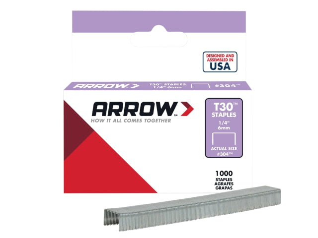 T30 Staples 6mm (1/4in) Box 1000