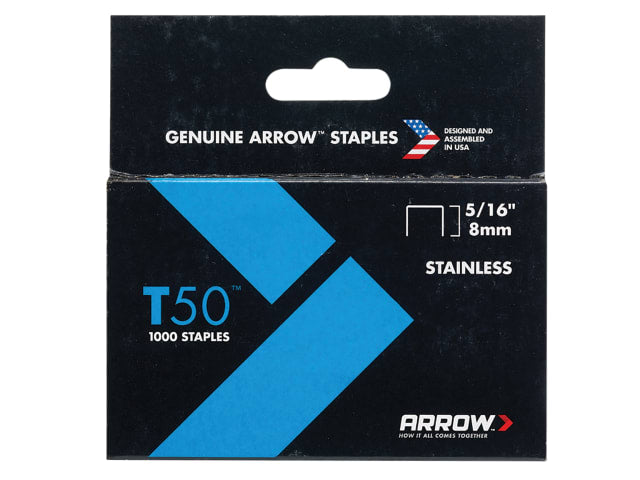 T50 Staples Stainless Steel 505SS 8mm ( 5/16in) Box 1000